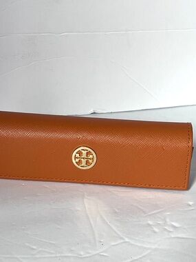Tory Burch Orange Saffiano Leather Glasses Case